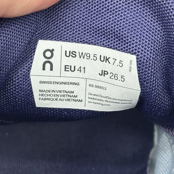 On Cloud 5 Push White Lavender Chambray Mesh Running Shoes Women's Size 9.5 FLAW - Picture 7 of 10